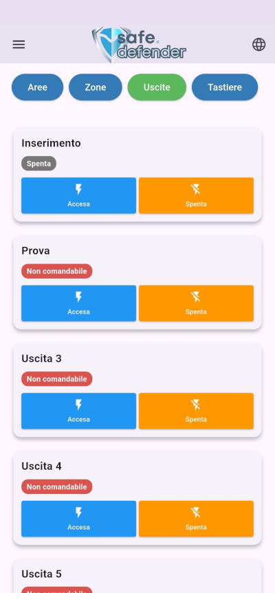 Schermata stati e comandi